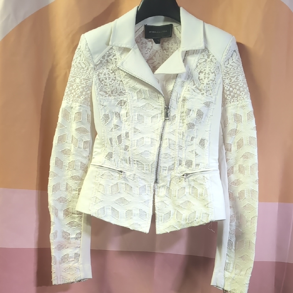 BCBG MAX AZRIA White Lace Jacket XXS